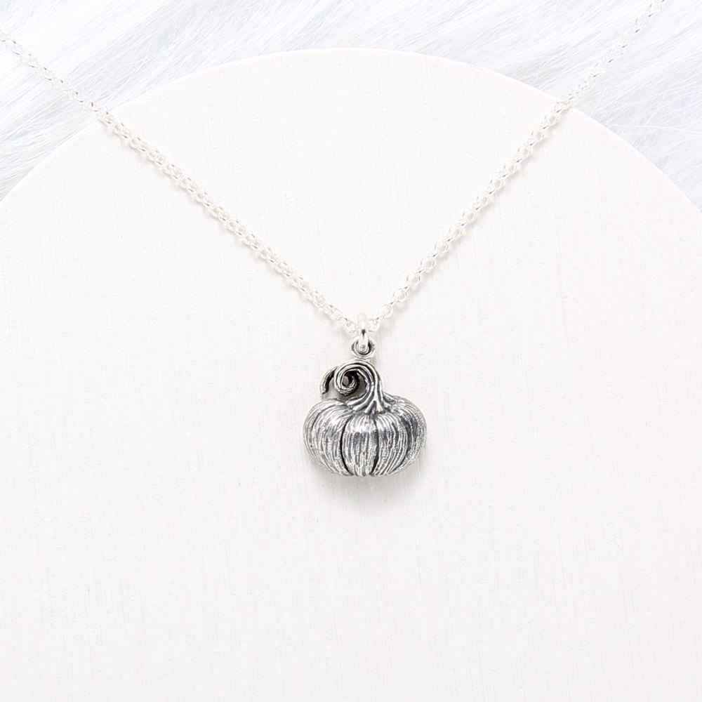 【Angel & Me】Pumpkin s925 sterling silver necklace Birthday Halloween gift, , large