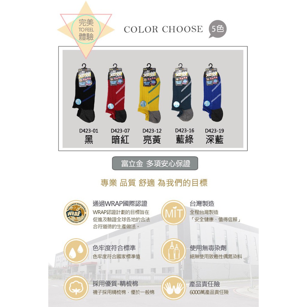 【D&G】速效機能男女適用低口毛巾底襪D423 襪子 抑菌消臭, , large