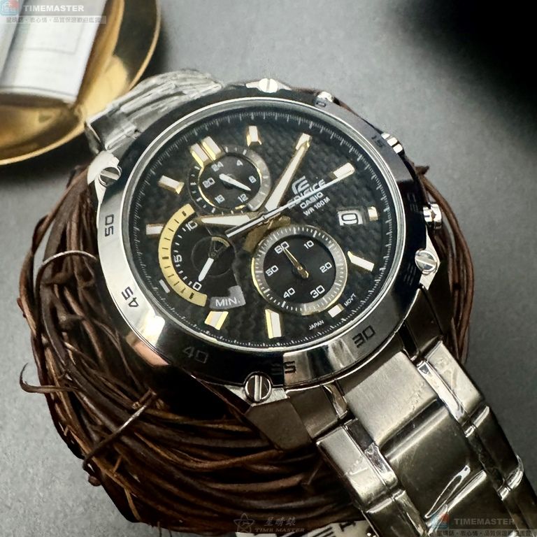 [星晴錶業]CASIO手錶,44mm,CA56830黑色錶面銀錶殼銀色精鋼錶帶款, , large