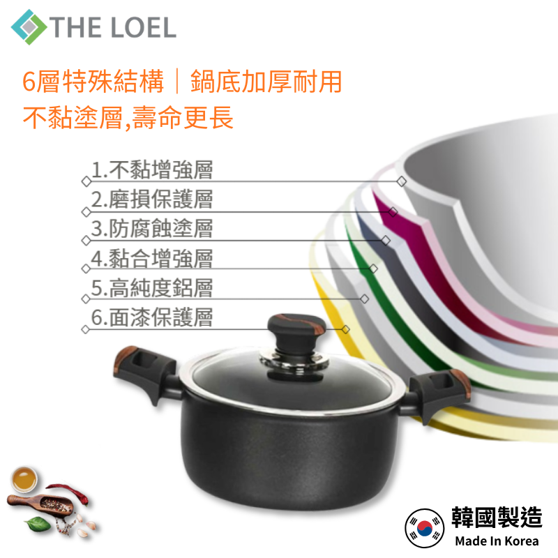 THE LOEL  Premium Non-stick Cookware 24cm Pot & Glass Cover, , large