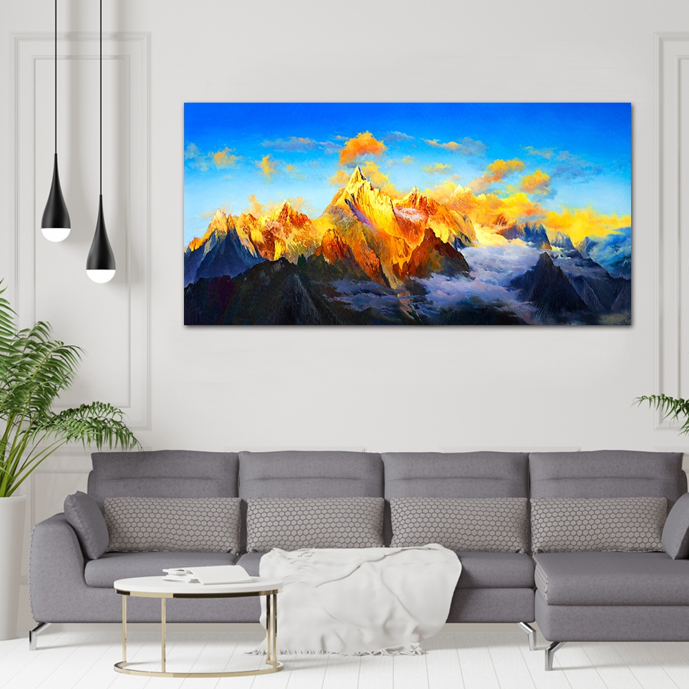 【御畫房】日照金山 國家一級畫師手繪油畫60&times;120cm(VF-145), , large