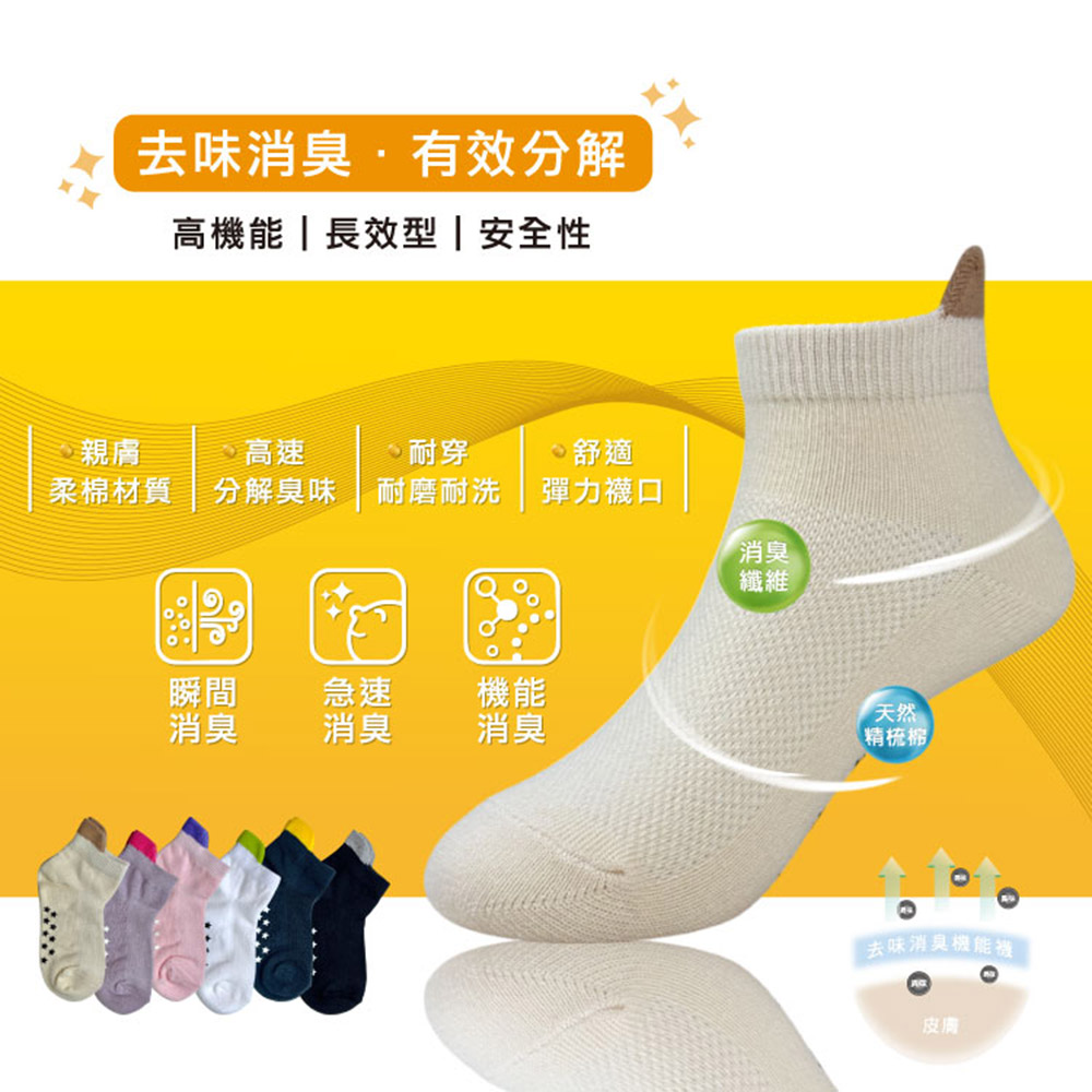 【BVD】6雙組-去味消臭透氣止滑童襪(13-16cm)-B650 立體腳跟 踝襪 台灣製-網, , large