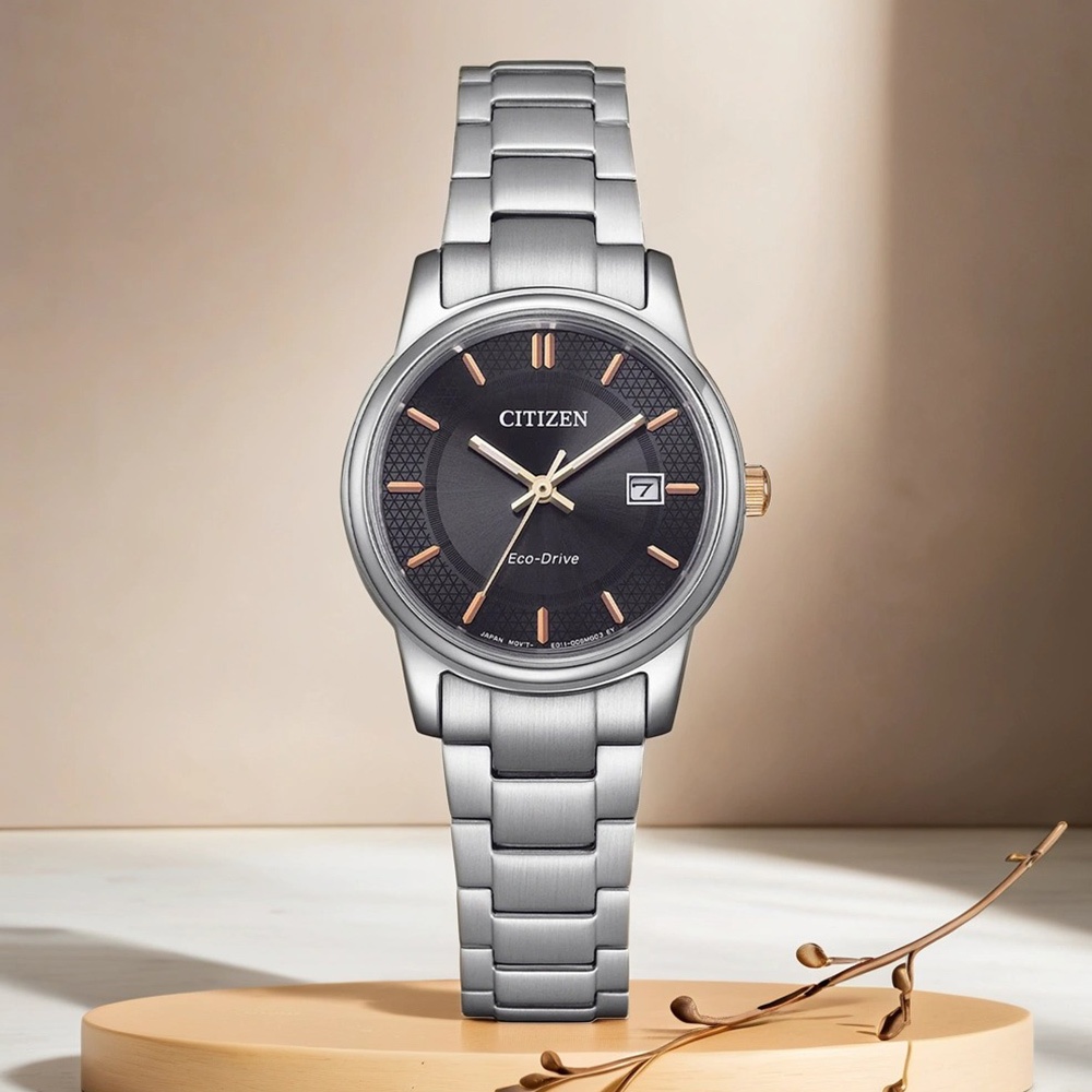 CITIZEN 星辰 光動能經典女錶-黑/27.5mm EW2317-76E, , large