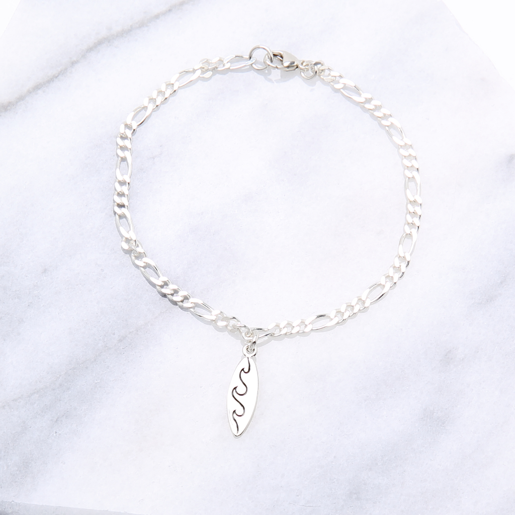 【Angel & Me】Surfboard s925 sterling silver bracelet model birthday gift, , large