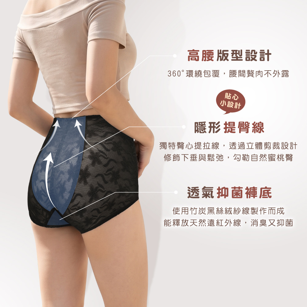 【Clany可蘭霓】台灣製高腰收腹提臀塑身褲｜竹炭抑菌x透氣網紗 2238-63 黑色, , large