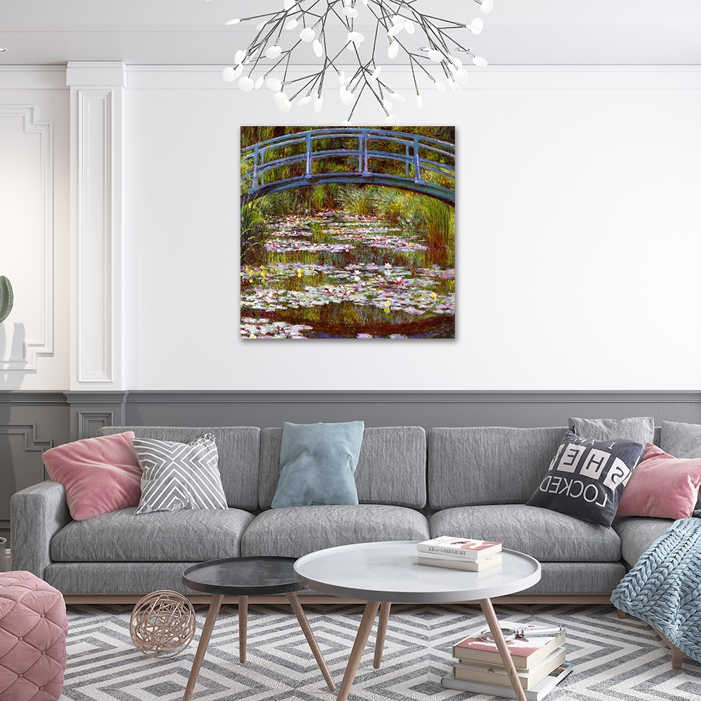 【御畫房】睡蓮 國家一級畫師手繪油畫80&times;80cm(VF-175), , large