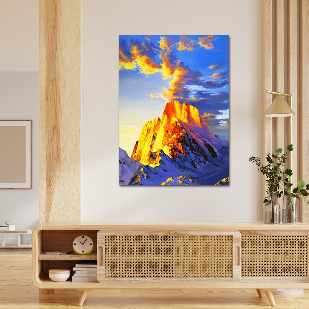 【御畫房】日照金山 國家一級畫師手繪油畫60&times;90cm(VF-101), , large