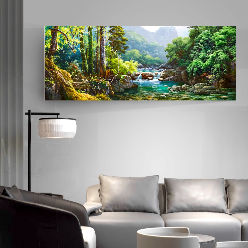 【御畫房】春水長流 國家一級畫師手繪油畫60&times;120cm(VF-36), , large