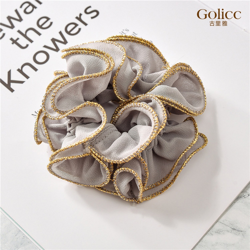 【Gulicc】古莉可 髮圈 歐美款珍珠燙金邊 大腸圈髮圈, , large