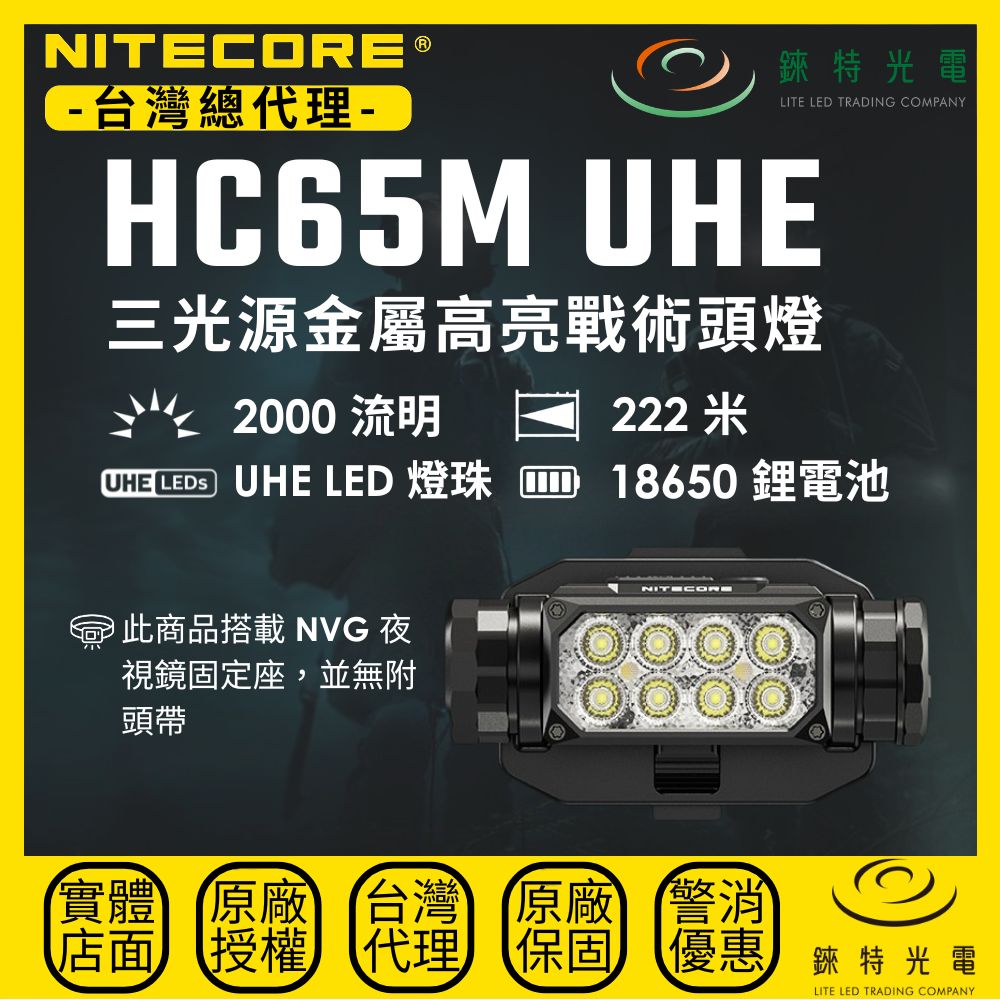 【錸特光電】NITECORE HC65M UHE 三光源金屬高亮戰術頭燈, , large