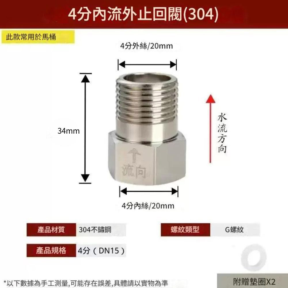 單向止回閥不鏽鋼內流外, , large