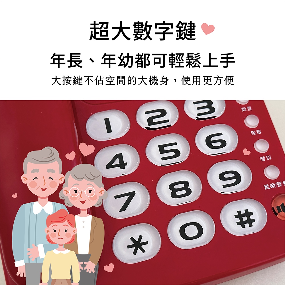 【羅蜜歐 ROMEO】 超大鈴聲來電顯示有線電話 TC-358RS 藍, , large