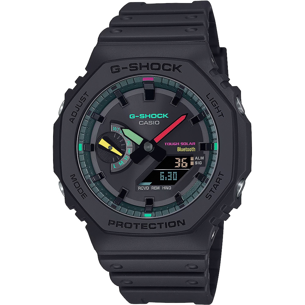 CASIO 卡西歐 G-SHOCK 虛擬世界 霓虹科幻藍芽太陽能雙顯手錶 GA-B2100MF-1A, , large