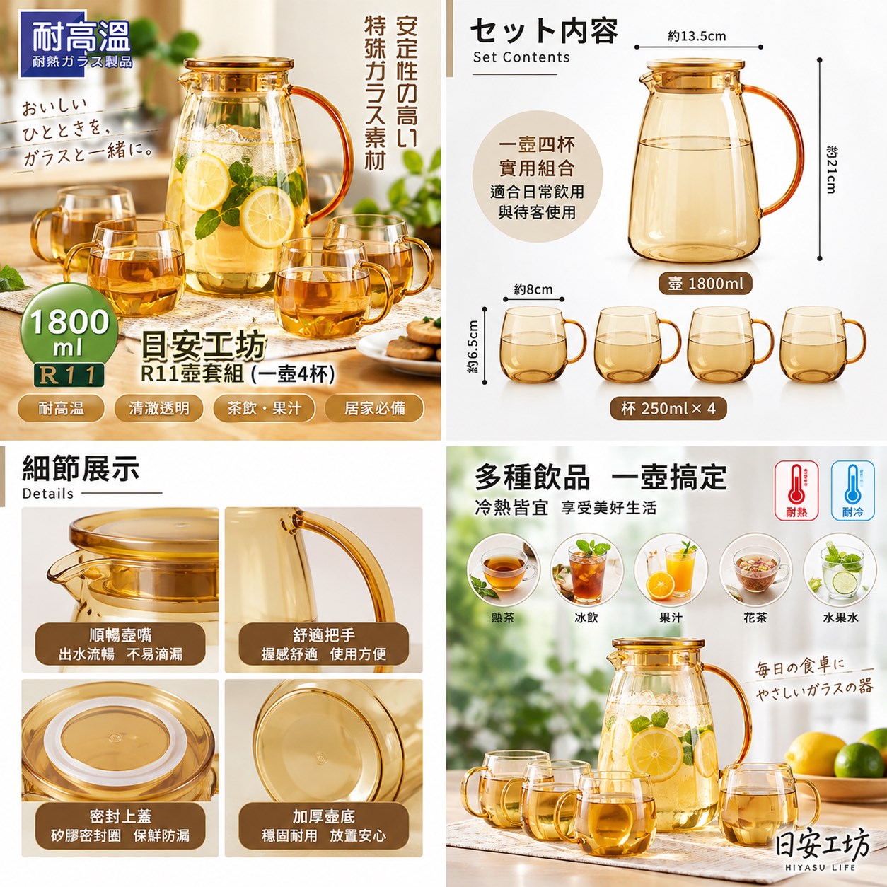 【HIYASU日安工坊】日安工坊R11壺套組(一壺4杯), , large