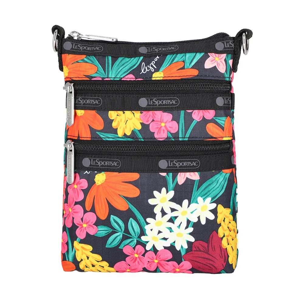 LeSportsac 3 ZIP CROSSBODY 三層拉鍊斜背包 - 繽紛花園, , large