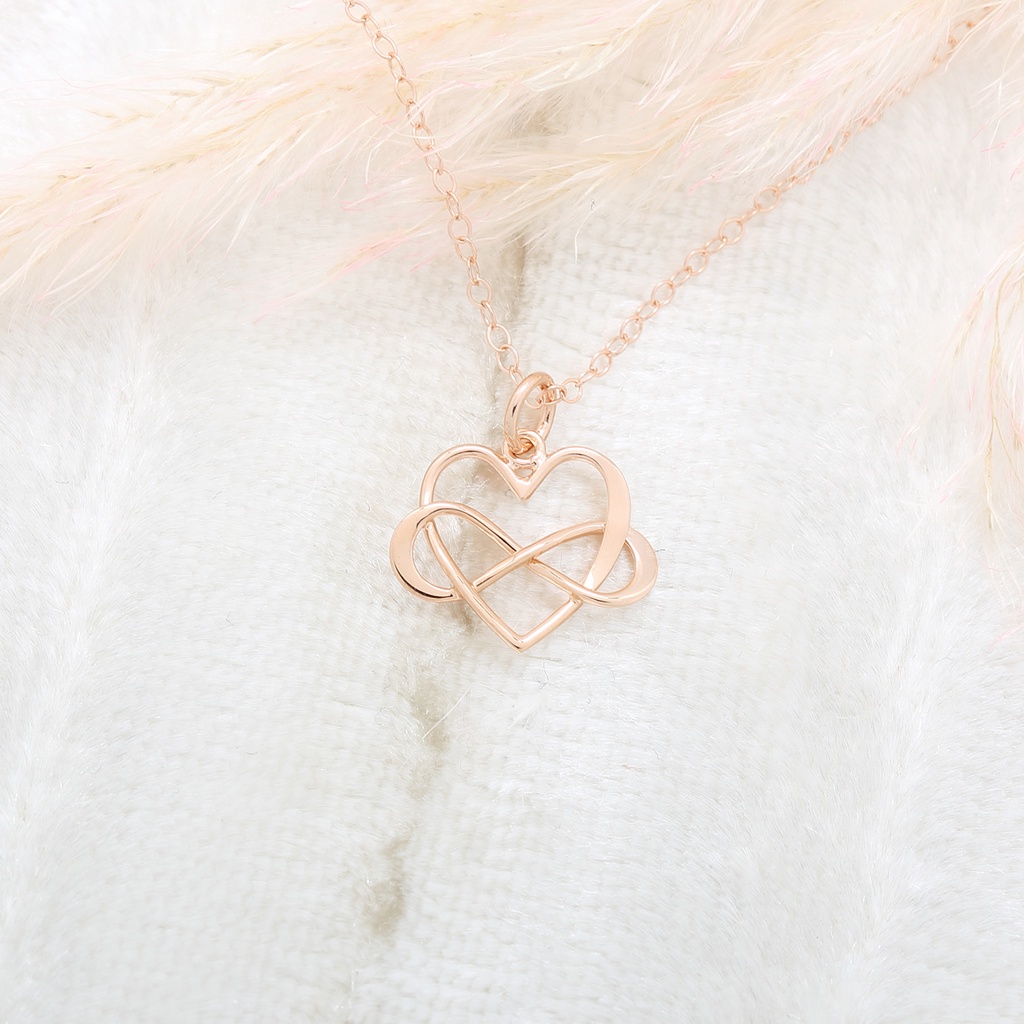 【Angel & Me】Endless love s925 sterling silver 18k Rose gold-plated necklace gift, , large