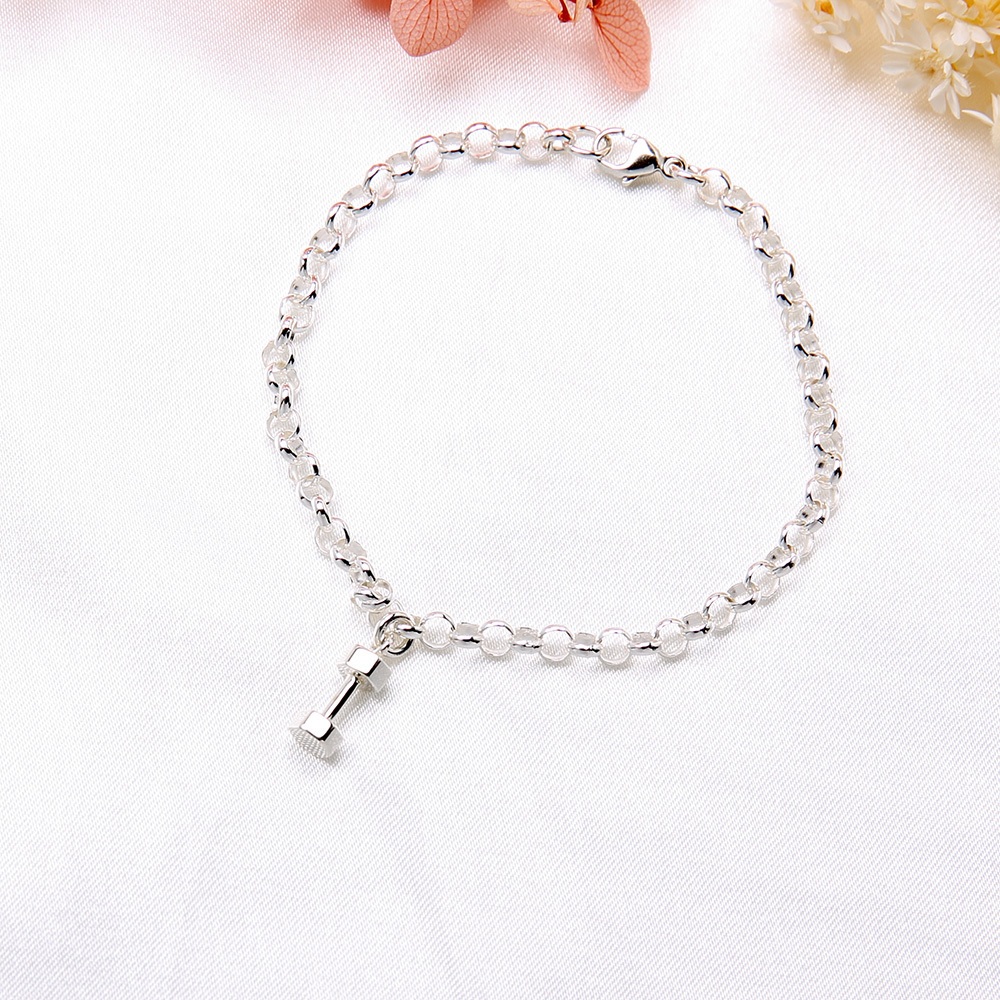 【Angel & Me】Dumbbell fitness s925 sterling silver bracelet Valentine Day gift, , large