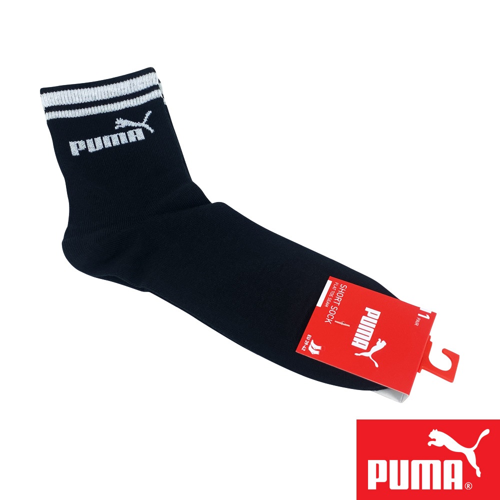 PUMA 經典雙條紋運動中筒襪1雙裝BLACKPINK ROS&Eacute; 網美襪 男襪 女襪 運動襪 小腿襪 簡約 高彈 黑襪, , large