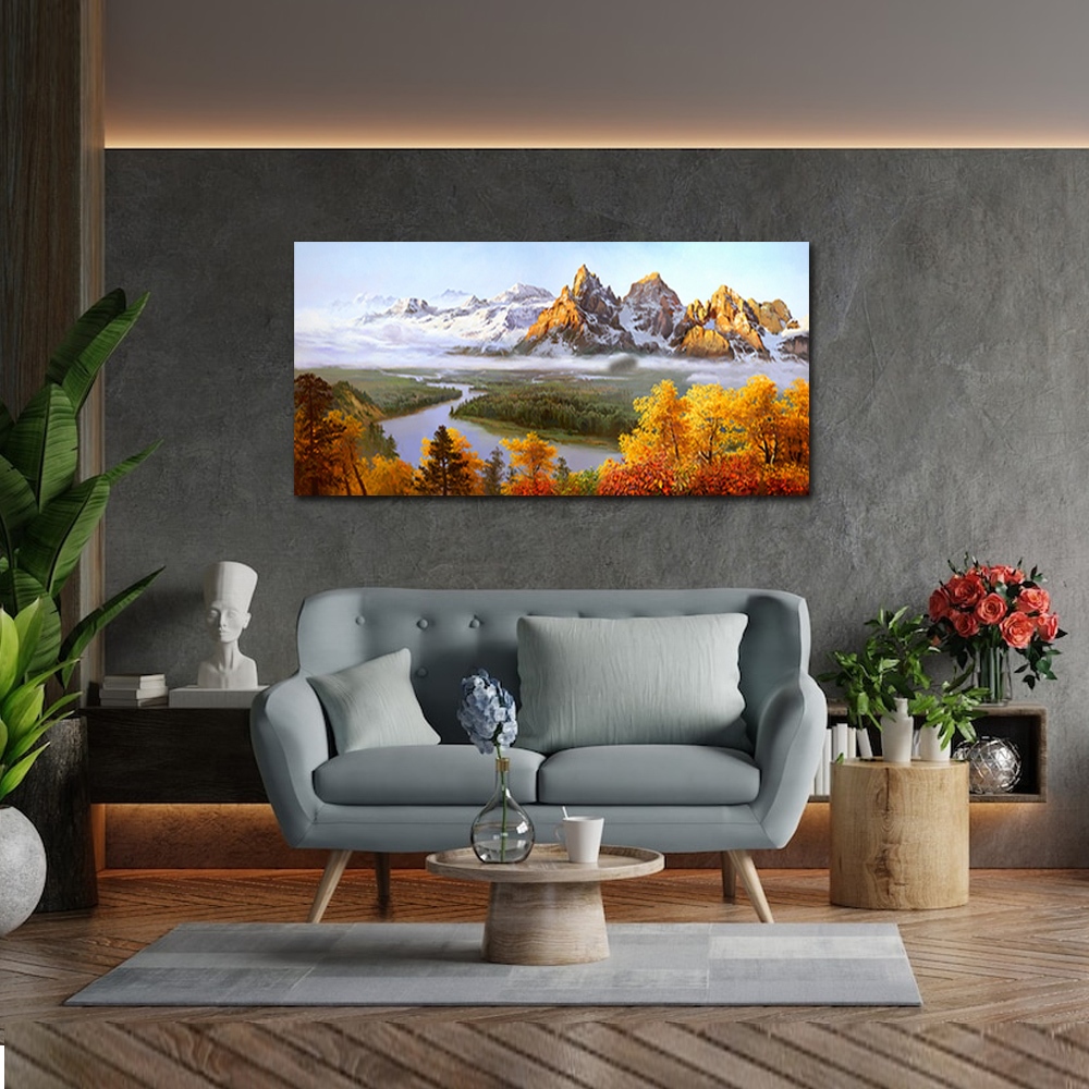【御畫房】金山銀山 國家一級畫師手繪油畫60&times;120cm(VF-62), , large