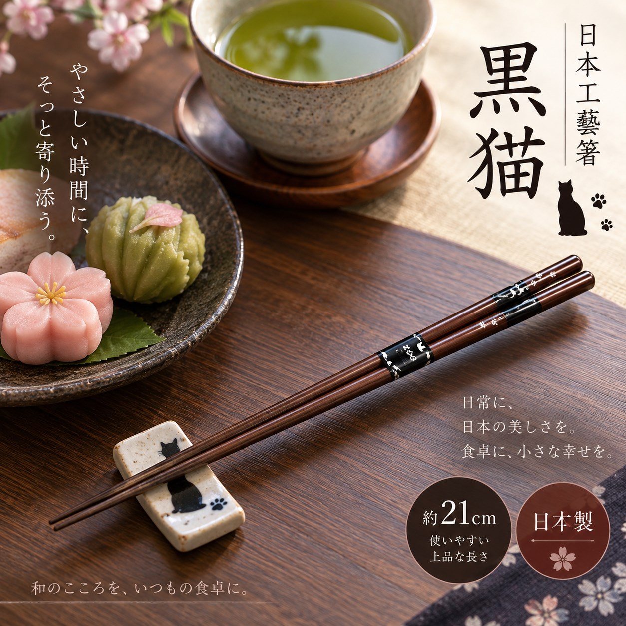 【HIYASU日安工坊】日本工藝箸-黑貓, , large