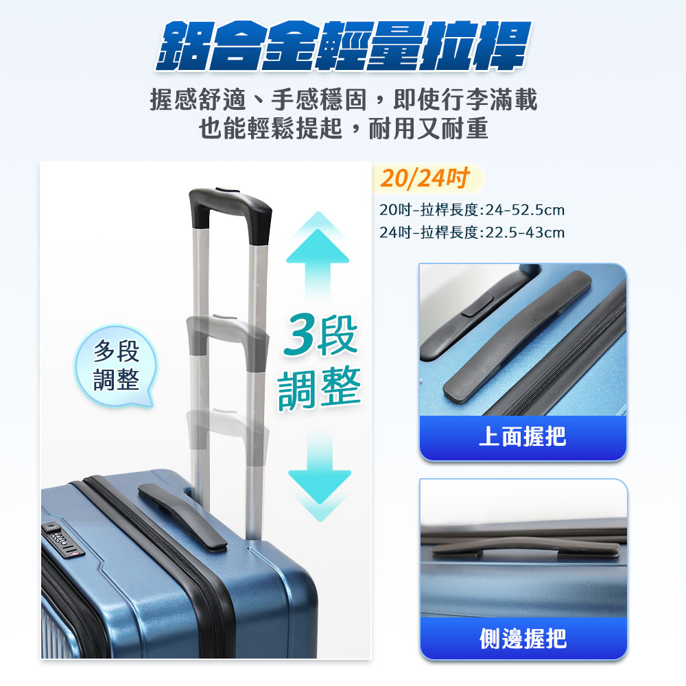 【HJY】鴻嘉源 激省空間深開擴容行李箱20吋-鐵灰, , large
