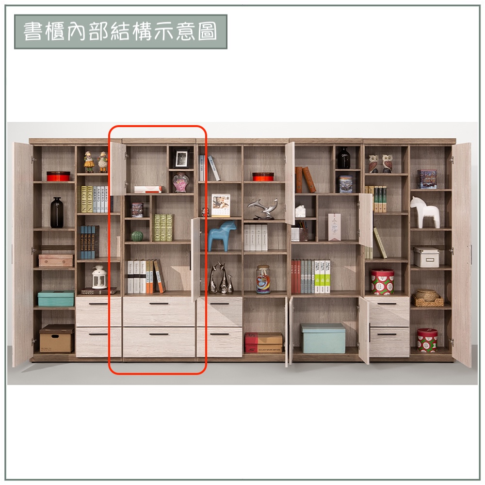 【唯熙傢俱】唯樂灰白雙色2尺抽屜書櫃, , large