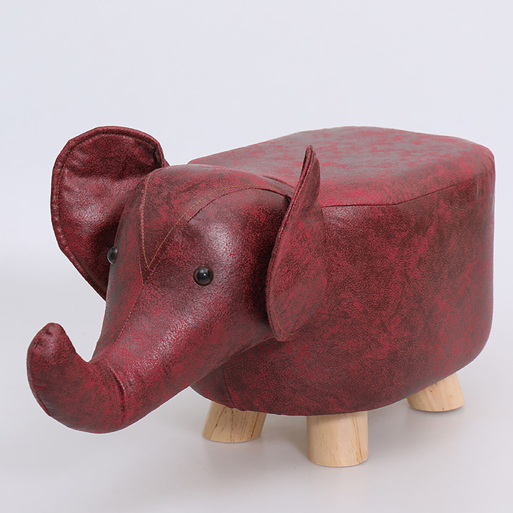 Creative animal-shaped solid wood children's stool, elephant red, , large