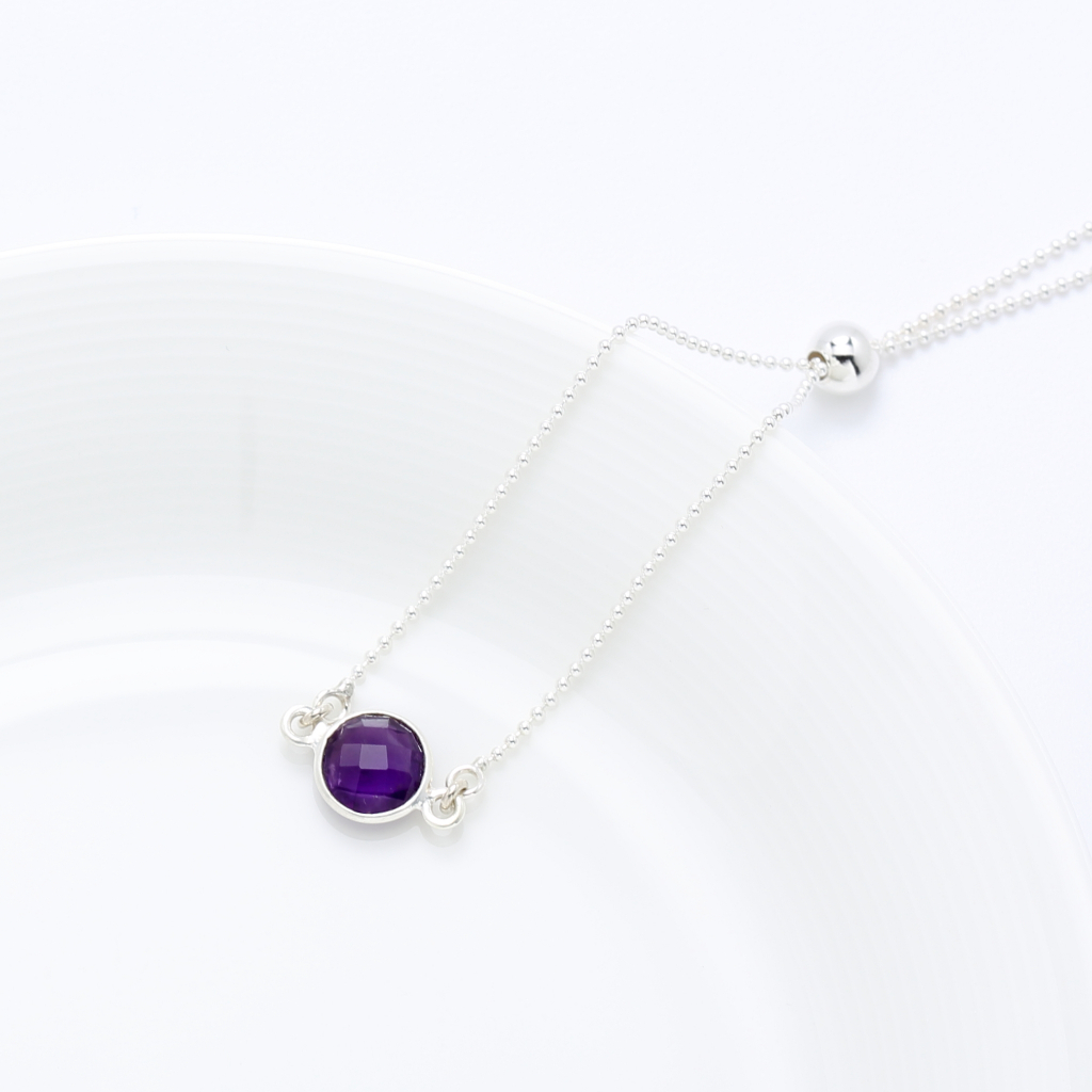 【Angel & Me】Round Amethyst crystal pink simple bracelet mother's birthday Day, , large