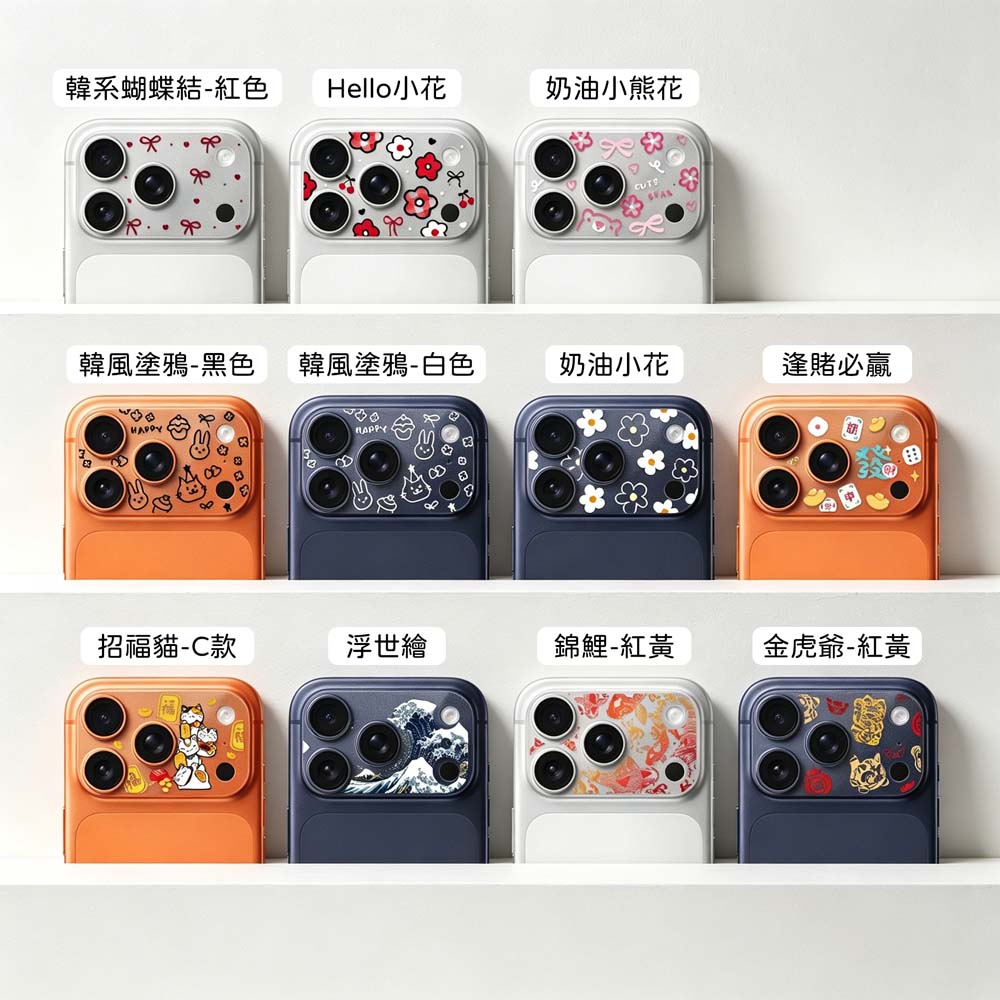 【山水之寶】iCCUPY iPhone 17ProMax星鑽系列 彩繪鏡頭底座貼 鏡頭底座膜（不含鏡頭貼）附贈擦拭布＋刮板, , large