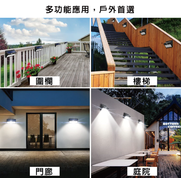 【iSOLAR】戶外四面發光100LED太陽能感應燈 花園車道門廊燈 外牆照明 感應燈 綠能節能, , large