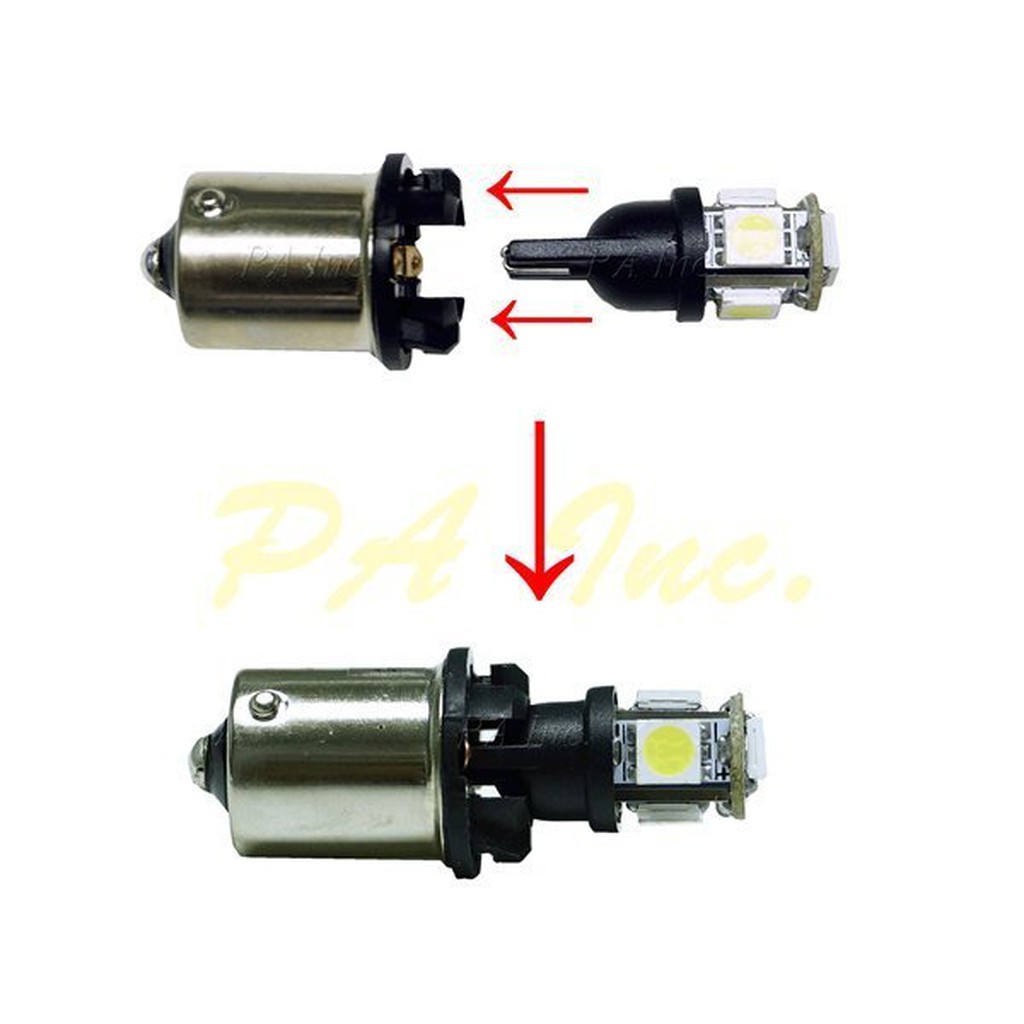 【PA LED】1156 平角 對角 斜角 T20 7440 單芯 轉接 T10 T15 方向燈 倒車燈 轉接座 轉接頭, , large