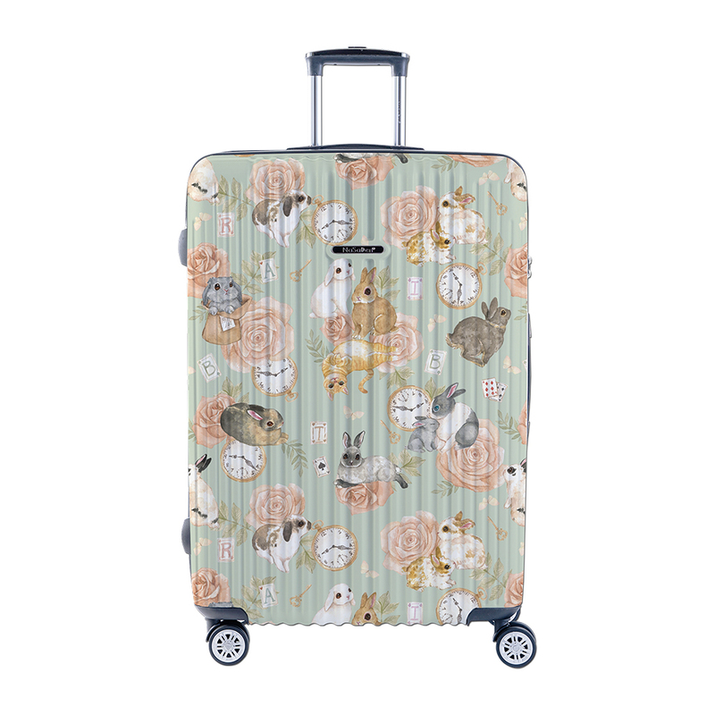 NaSaDen [Green Rabbits]26" Checked Zipper Luggage, , large
