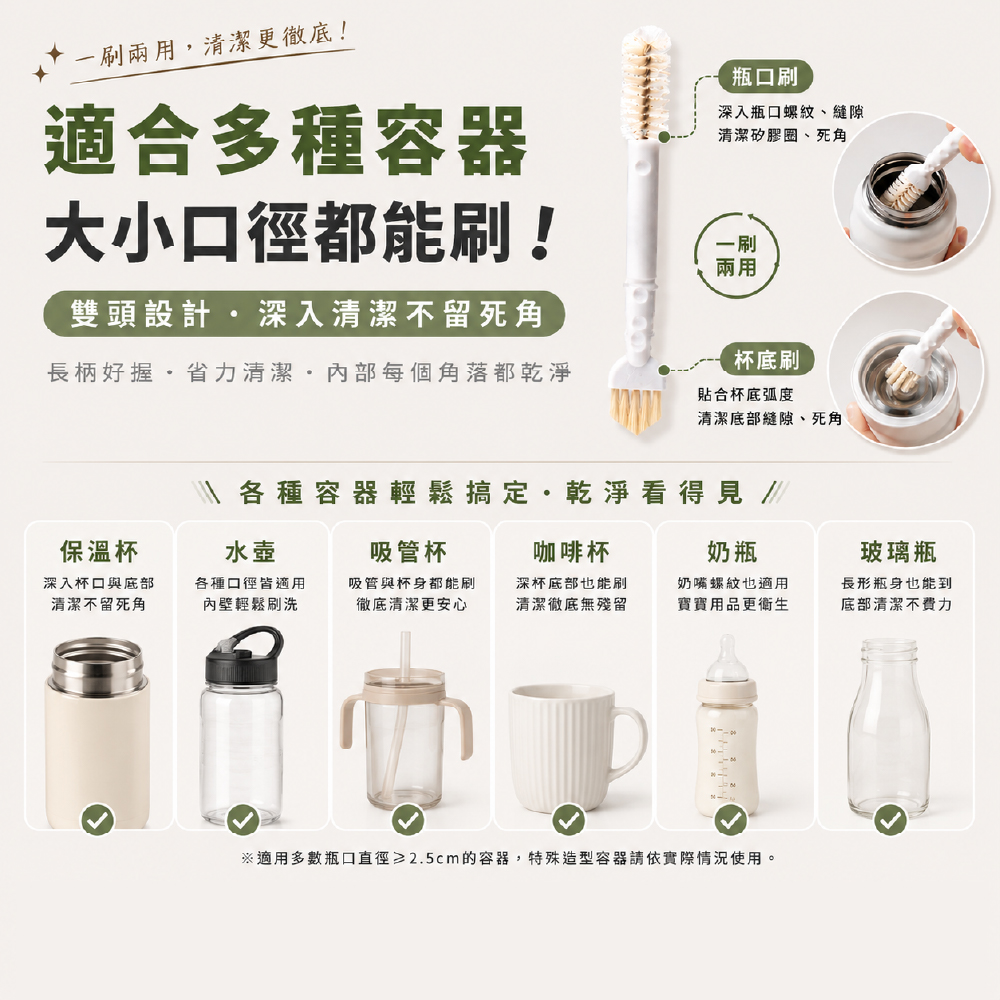雙頭清潔刷 雙頭保溫杯隙縫刷 縫隙清潔刷 溝槽縫隙雙頭清潔刷 保溫杯瓶口 【Ho覓好物】 多功能隙縫刷 HM215, , large