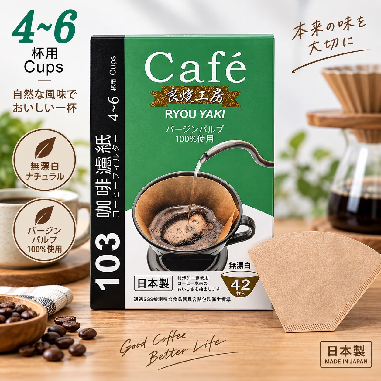 【HIYASU日安工坊】良燒103扇形濾紙-無漂白, , large