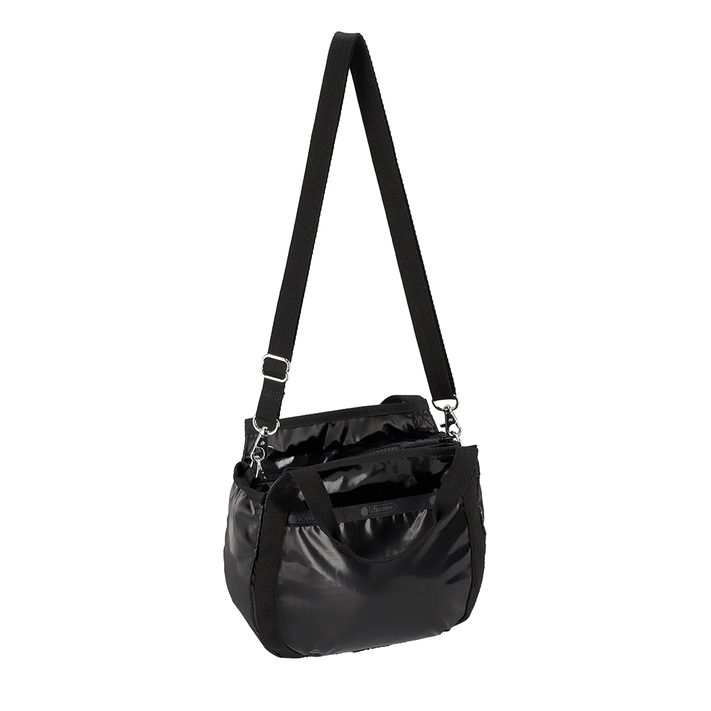 Lesportsac Small Jenni Crossbody 斜背手提水桶包 兩用包 側背包 送禮 禮物 女包(亮面黑), , large