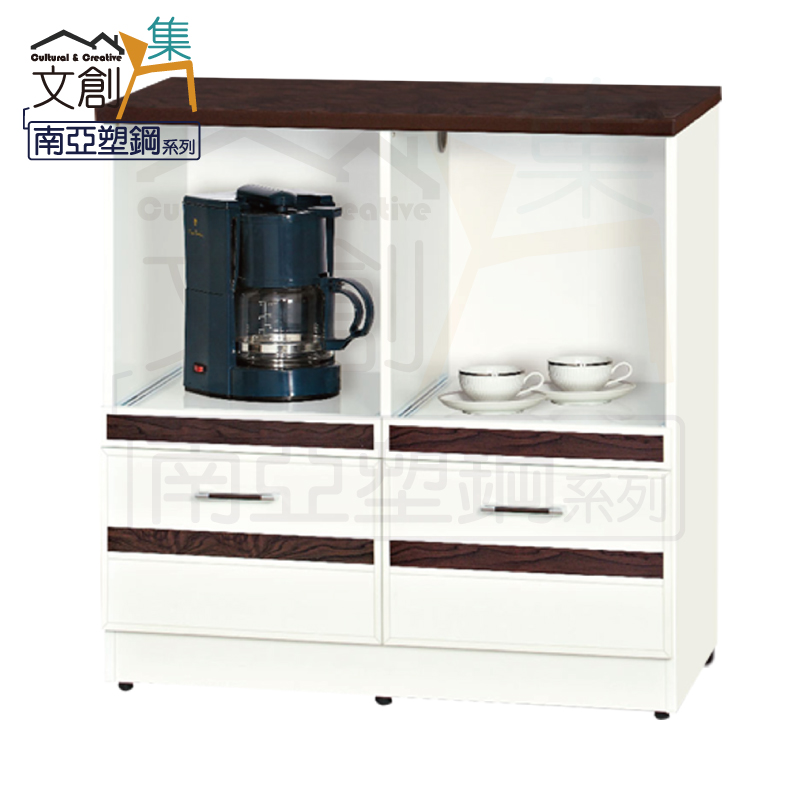 【文創集】寶莉 環保2.8尺南亞塑鋼二抽餐櫃/收納櫃(客約商品), , large