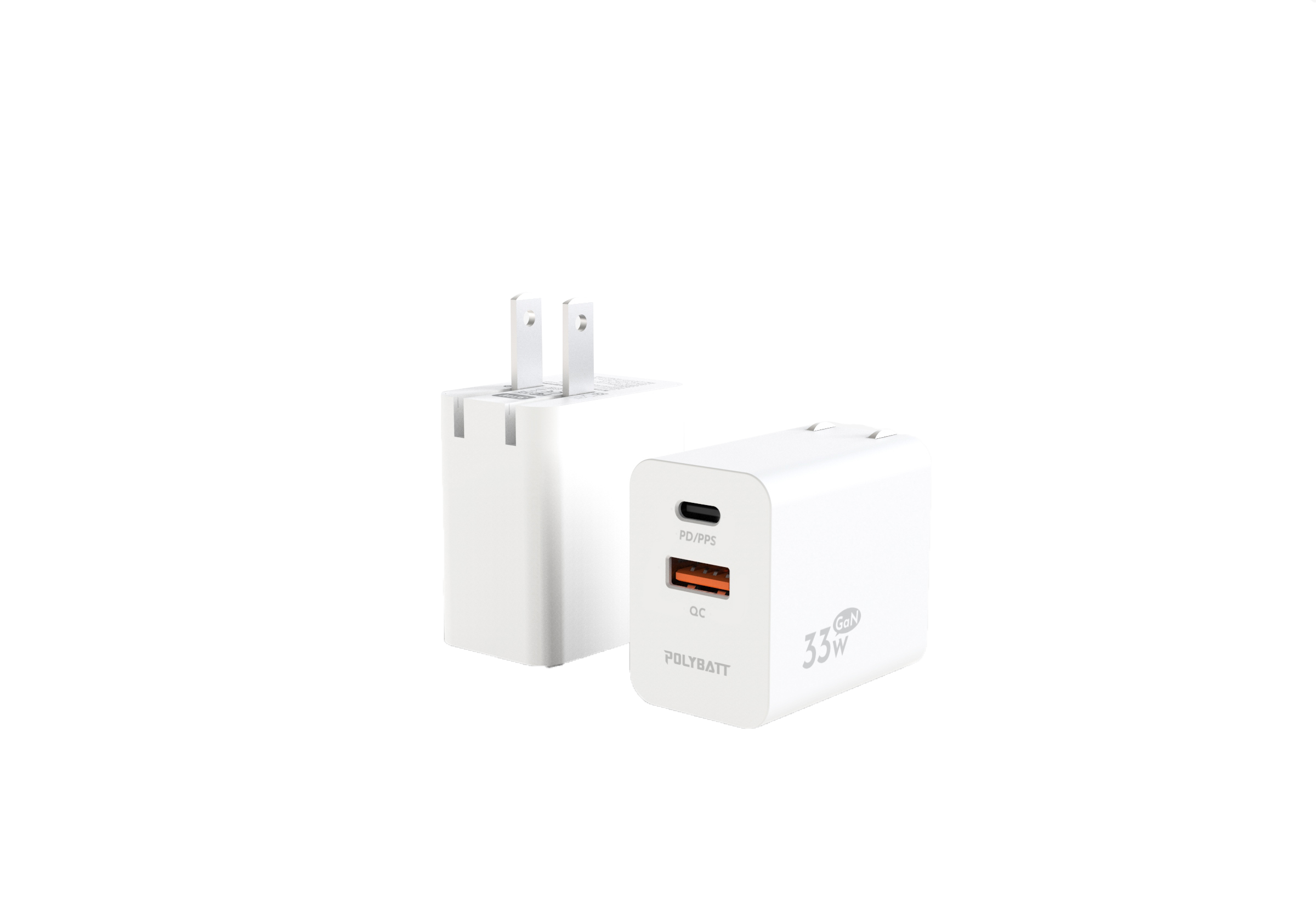 [亞瑟3C] PolyBatt 台灣 GAN02-33W 氮化鎵快速充電器-白色 (盒損福利品), , large