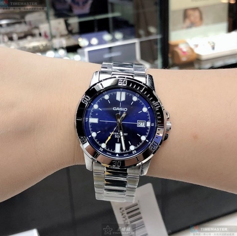 [星晴錶業]CASIO手錶,44mm,CA56833寶藍色錶面銀錶殼銀色精鋼錶帶款, , large