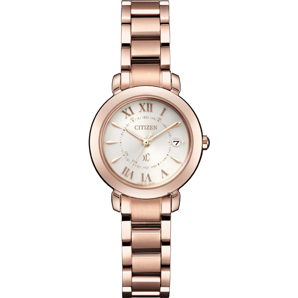 CITIZEN 星辰 XC 廣告款鈦金屬光動能電波女錶-27mm ES9442-55A, , large