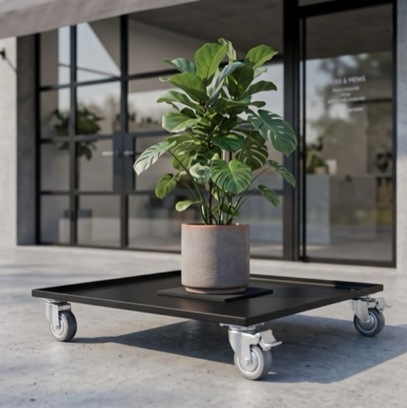 【 SHAONIANNA.TW 】黑曜系列｜鐵製平台推車 60&times;60cm 霧黑工匠款｜鐵製平台推車, , large
