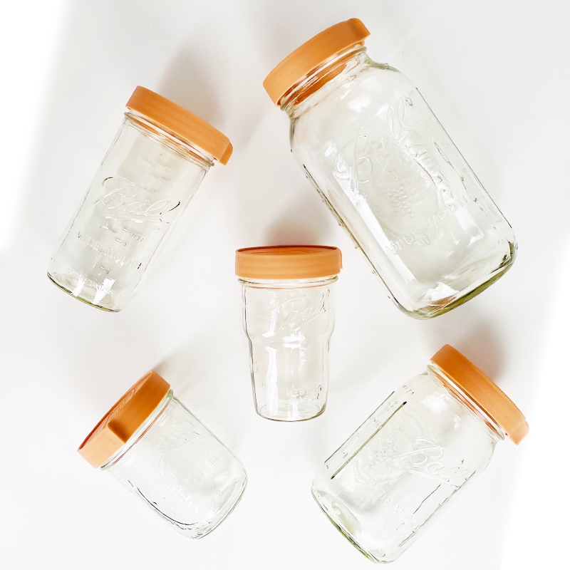 [Ball&reg;專屬配件WildJar] Plastic Mason Jar Lids Wide Mouth 寬口梅森罐專用鯊魚蓋-奶茶色 密封蓋含防漏圈, , large