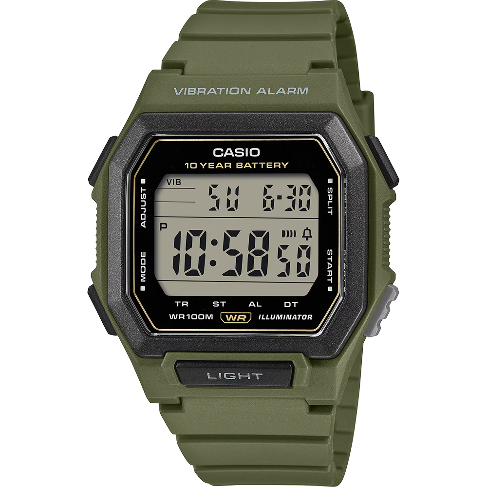 CASIO 卡西歐 10年電力方形電子錶-墨綠 手錶 學生錶 送禮 禮物 推薦(W-738H-3AV), , large