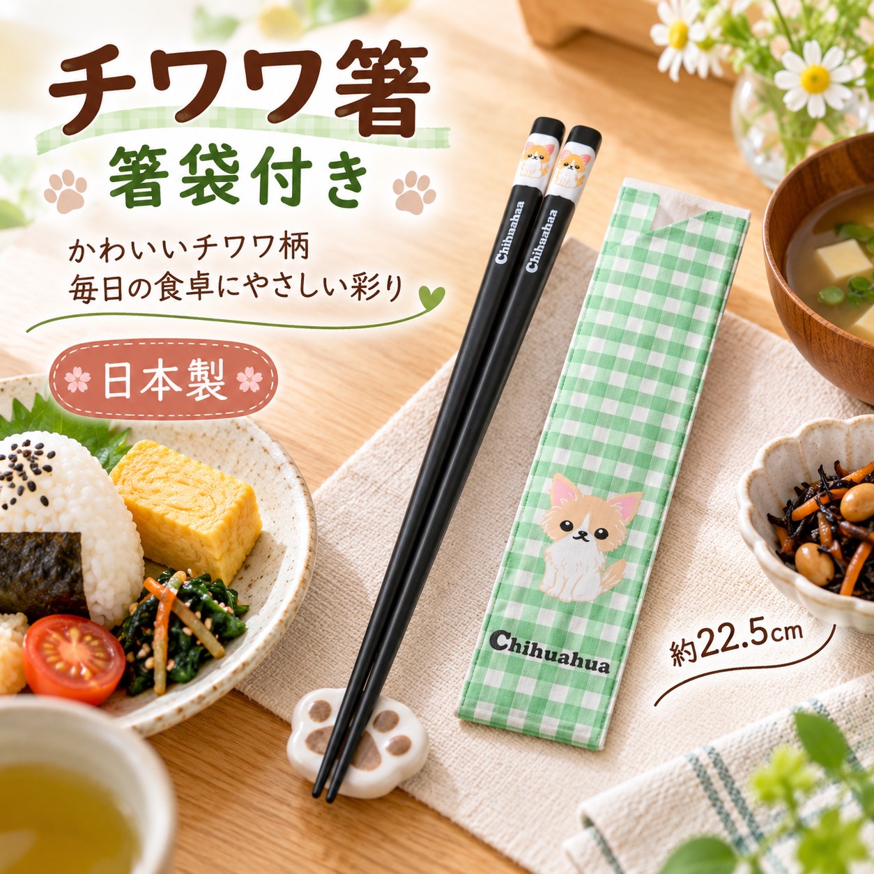 【HIYASU日安工坊】日本工藝箸-吉娃娃 附袋, , large