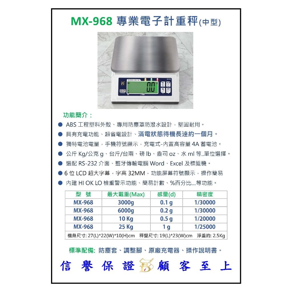 WIN五金 台灣宏德 MX-968 <3公斤 x 0.1g(克)> (中型) 電子精密計重秤 電子桌秤 充電式 桌秤 秤重 電子秤, , large
