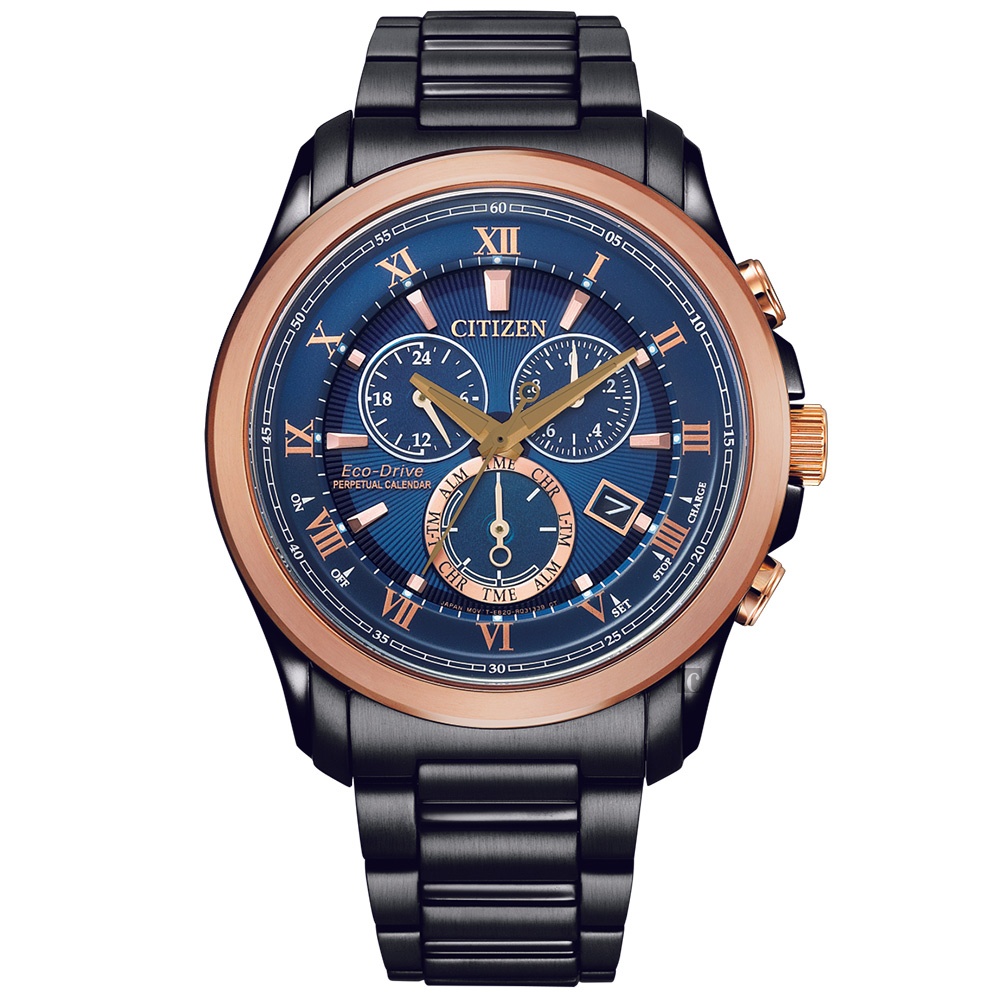 CITIZEN 星辰 亞洲限定 聖誕節推薦款光動能萬年曆手錶-午夜藍 BL5546-81L, , large