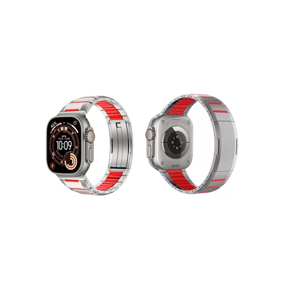 【山水之寶】Apple Watch 44/45/49/S10 46/S11 46mm錶帶鈦原系列弧形雙色典藏不鏽鋼錶帶 附SIM卡針, , large