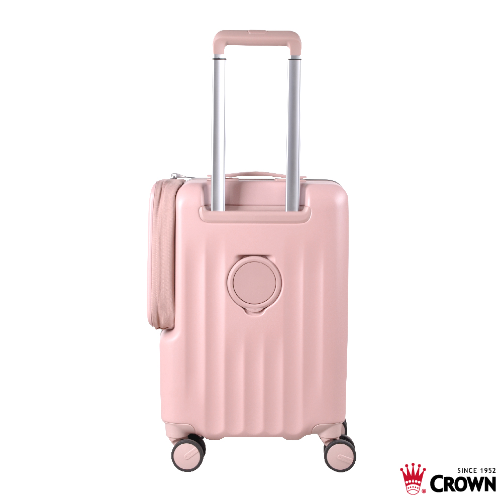【CROWN】WAVE 19.5吋前開式側袋磁吸登機箱-奶霧玫瑰, , large