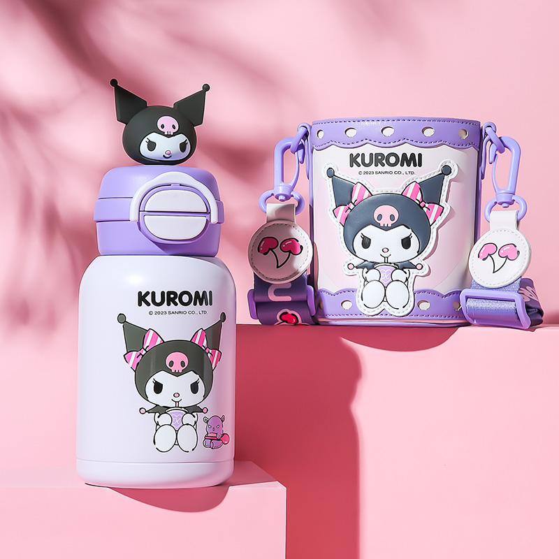 【hababy環安家居】杯具熊 Kuromi 庫洛米雙飲保溫杯✨正版三麗鷗學生斜背保溫壺600ml, , large