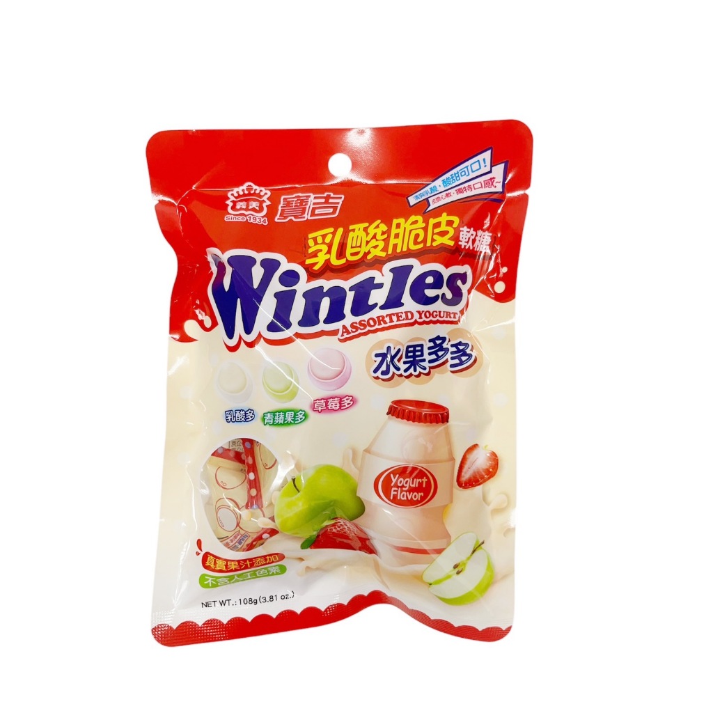 [義美]義美乳酸脆皮糖(水果多多)108克(三角包裝), , large