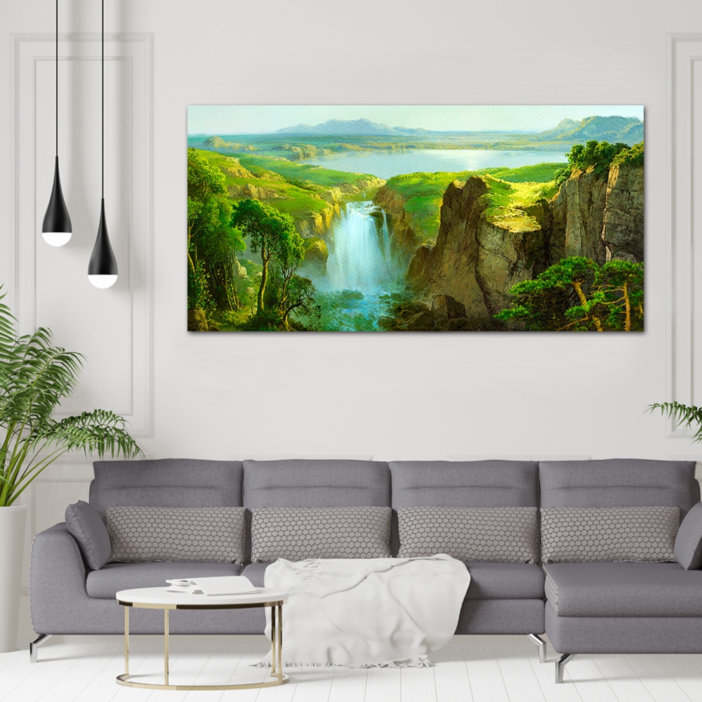【御畫房】天瀑 國家一級畫師手繪油畫60&times;120cm(VF-136), , large